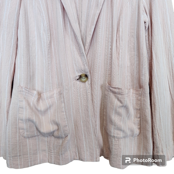 Candie's Women's Pastel Salmon Linen-Blend Long Sleeve Blazer/Suit Jacket  L - Picture 5 of 14